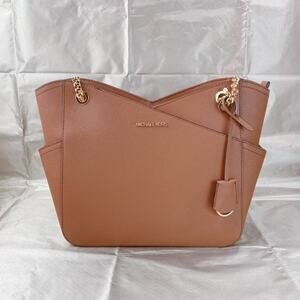 Michael Kors 35F1GTVT3L Jet Set Travel Large Chain Shoulder Tote Bag Leather